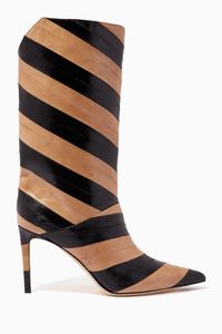 Beren 85 Knee-High Boots in Striped Eel Leather