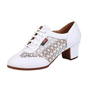 Women's Practice Trainning Dance Shoes Heel Low Heel 5cm and black 3.5cm and white 5cm and white Lightinthebox