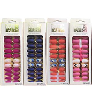 24pcs Super Long Fake Nails Coffin Glossy Artificial Plastics Impress Press On Nails False Girls Ballerina full cover Fingernails Tips miniinthebox