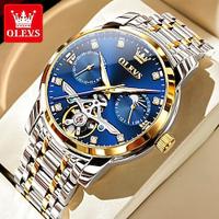 OLEVS Men Mechanical Watch Fashion Casual Wristwatch Automatic Self-winding Tourbillon Moon phase Luminous Steel Watch Lightinthebox