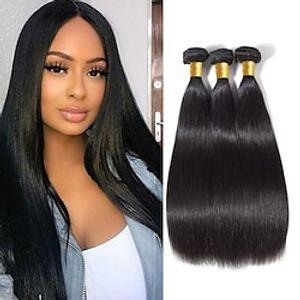 3 Bundles Hair Weaves Brazilian Hair Straight Human Hair Extensions Remy Human Hair 100% Remy Hair Weave Bundles 300 g Natural Color Hair Weaves / Hair Bulk Human Hair Extensions 8-28 inch Natural miniinthebox