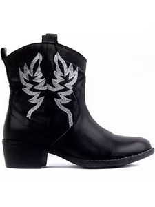 Fashion mid-heel side zipper ankle boots