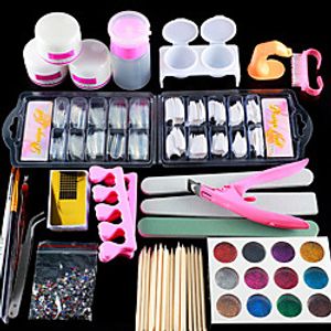 Nail Designs 2020 Acrylic Nail Art Kit Manicure Set 12 Colors Nail Glitter Powder Decoration Acrylic Pen Brush Nail Art Tool Kit For Beginners Arylic Liquid Nail Kit miniinthebox