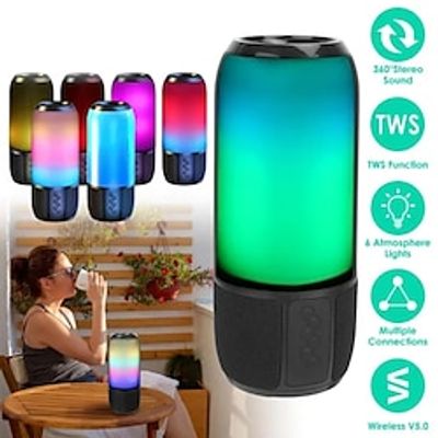 Wireless Portable Speaker Loud Stereo Speaker w/ Color Changing Light Radio Party TWS Speaker for Home Outdoor Travelling miniinthebox