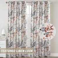 Linen Blackout Curtains Long Thermal Insulated Room Darkening Linen Curtains for Bedroom Textured Burlap Grommet Window Curtains for Living Room, 2 Panels Lightinthebox