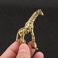 Copper Giraffe Statue, Elegant Hand Painted Pattern Mini Praying Decoration Lifelike Exquisite Antique for Desk, Solid Copper Antique Micro-Carved Antique Bronze Ware Metal Art Small Ornaments Golden Lightinthebox - thumbnail