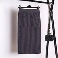 Women's Skirt Long Skirt Midi Knit Black Khaki Grey Skirts Pocket Knitting Elegant Fashion Casual Street Daily Fall Winter One-Size Lightinthebox - thumbnail