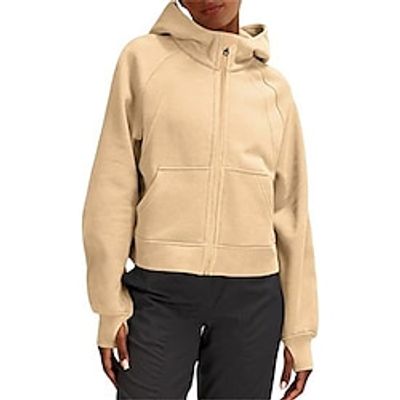 Women's Hoodie Jacket Warm Breathable Street Daily Wear Vacation Going out Zipper Pocket Zipper Hoodie Casual Street Style Plain Regular Fit Outerwear Long Sleeve Fall Winter Black Pink Blue S M L XL Lightinthebox