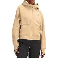 Women's Hoodie Jacket Warm Breathable Street Daily Wear Vacation Going out Zipper Pocket Zipper Hoodie Casual Street Style Plain Regular Fit Outerwear Long Sleeve Fall Winter Black Pink Blue S M L XL Lightinthebox - thumbnail