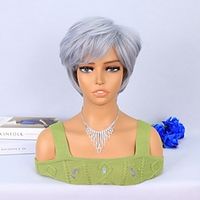 Synthetic Wig Cosplay Cosplay straight short Pixie Cut Wig 8 inch light blue Synthetic Hair Women's Adorable Color Hair Christmas Party Wigs Lightinthebox - thumbnail