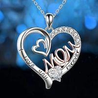 Creative Trendy Elegant Exquisite Heart Mom Pendant Necklace Decorative Accessories Holiday Mother's Day Gift Lightinthebox - thumbnail