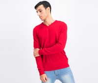 Mens V-Neck Cashmere Sweater  Crimson Red - thumbnail