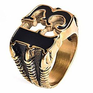caipingbaihuodian vintage stainless steel eagle claw lucky number 13 ring with black enamel stainless steel ring gold for men boy,size 12 miniinthebox