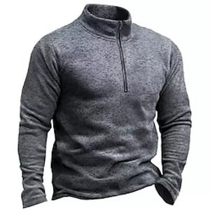 Men's Zip Up Sweatshirt Pullover Black Dark Gray Gray Half Zip Plain Zipper Print Daily Sports 3D Print Basic Designer Casual Spring   Fall Clothing Apparel Hoodies Sweatshirts  miniinthebox