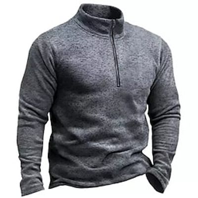 Men's Zip Up Sweatshirt Pullover Black Dark Gray Gray Half Zip Plain Zipper Print Daily Sports 3D Print Basic Designer Casual Spring   Fall Clothing Apparel Hoodies Sweatshirts  miniinthebox
