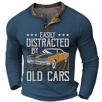 Graphic Letter Car Fashion Daily Casual Men's 3D Print Henley Shirt Casual Holiday Going out T shirt Army Green Dark Blue Long Sleeve Henley Shirt Spring   Fall Clothing Apparel S M L XL XXL 3XL 4XL Lightinthebox - thumbnail