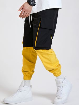 KOYYE Men Flap Pocket Color Block Cargo Pants KOYYE Men Flap Pocket Color Block Cargo Pants