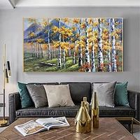 Handmade Oil Painting Canvas Wall Art Decor Abstract Birch Forest Painting Original Landscape Painting for Home Decor With Stretched FrameWithout Inner Frame Painting miniinthebox - thumbnail