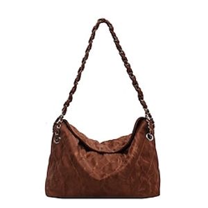 Women's Shoulder Bag PU Leather Daily Holiday Chain Large Capacity Foldable Geometric Black Khaki Beige Lightinthebox