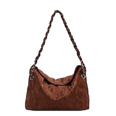 Women's Shoulder Bag PU Leather Daily Holiday Chain Large Capacity Foldable Geometric Black Khaki Beige Lightinthebox