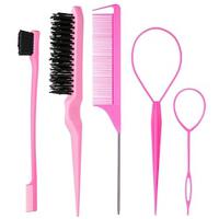 4-Piece Hair Comb Set, Highlight Dyeing, Pointed Tail Comb, Eyebrow Brush, Steel Needle, Long Tail Comb, Hair Remover Hairstyle Design Set Lightinthebox