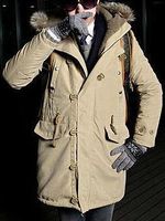 Men Hooded Flap Pocket Fleece Lined Coat - thumbnail