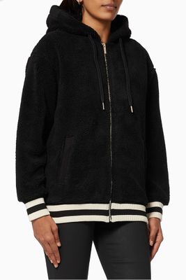 Cartoon Logo Zip-up Hoodie in Sherpa Fleece Cartoon Logo Zip-up Hoodie in Sherpa Fleece