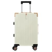 PARA JOHN Cabin Luggage with Self-rebound Handle and Spinner Wheels, PC Travel Suitcase for Women Men, Carry on Suitcase for Business, Unique Record Shape Design 20 Inch WHITE