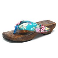 Women Summer Clip Toe Japanese Geta Wooden Clogs Slippers