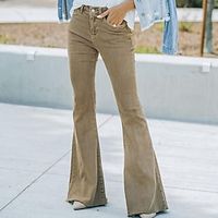 Women's Jeans Bell Bottom Denim Khaki Casual Daily Casual Daily Full Length Outdoor Solid Colored S M L XL 2XL Lightinthebox - thumbnail