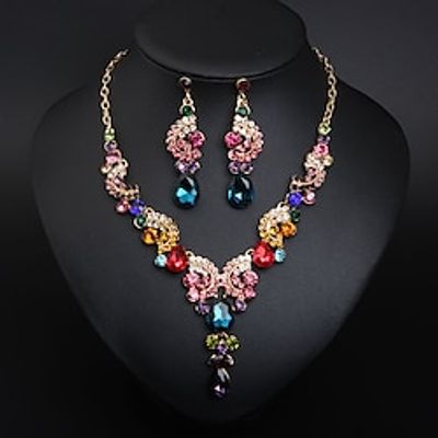 Jewelry Set 3pcs Rhinestone Alloy Earrings Necklace Women's Elegant Vintage Stylish Geometrical Geometric Jewelry Set For Wedding Party Daily Lightinthebox