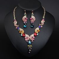 Jewelry Set 3pcs Rhinestone Alloy Earrings Necklace Women's Elegant Vintage Stylish Geometrical Geometric Jewelry Set For Wedding Party Daily Lightinthebox