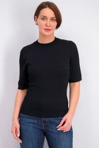 Womens Plain High Neck Knit Top  Black