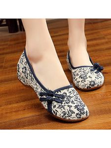 SOCOFY Floral Low Heeled Blend Round Toe Casual Flat & Loafers