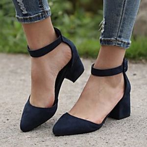 Women's Heels Cuban Heel Pointed Toe PU Solid Colored Leopard Black Dark Blue Gray miniinthebox