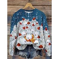 Ugly Christmas Sweatshirt Women's Sweatshirt Pullover Graphic Santa Claus Snowman Sportswear Funny Festival Print Blue Purple Light Blue Christmas Casual Round Neck Long Sleeve Top Micro-elastic Fall Lightinthebox - thumbnail