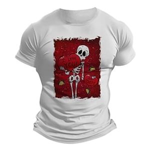 Skull Valentine's Day Black White Burgundy T shirt Tee Men's Graphic Cotton Blend Shirt Sports Classic Shirt Short Sleeve Comfortable Tee Sports Outdoor Holiday Summer Fashion Designer Clothing S M L Lightinthebox