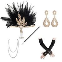 Set with Flapper Headband Pearl Earings Long Gloves Cigarette Holders Retro Vintage Roaring 20s 1920s Accesories Set The Great Gatsby Women's Cosplay Costume Carnival Performance Party Prom Lightinthebox - thumbnail