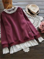 Vintage Lace Patchwork Fake Two-piece Shirt