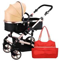 Teknum 3 In 1 Pram Stroller With Sunveno Fashion Diaper Tote Bag - Khaki CM_TKSN_661&FDP2_KHRD