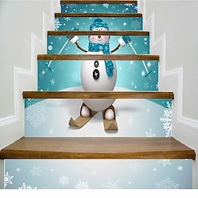 6Pcs/Set 3D Christmas Stair Stickers Decals Christmas Bead Stair Risers Stickers Decals Removable Staircase Decals Vinyl Wall Stickers for Stair Steps Christmas Decoration miniinthebox