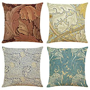 Vintage Leaf Double Side Cushion Cover 4PC Soft Decorative Square Throw Pillow Cover Cushion Case Pillowcase for Bedroom Livingroom Superior Quality Machine Washable Indoor Cushion for Sofa Couch Bed Chair miniinthebox