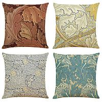 Vintage Leaf Double Side Cushion Cover 4PC Soft Decorative Square Throw Pillow Cover Cushion Case Pillowcase for Bedroom Livingroom Superior Quality Machine Washable Indoor Cushion for Sofa Couch Bed Chair miniinthebox - thumbnail