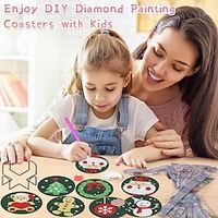 Boho Diamond Painting Art Coasters Round Kits with Holder, Diamond Art Non Slip Coaster Kits DIY with Holder Crafts for Adults Diamond Painting Kits Supplies for Christmas Gift Lightinthebox - thumbnail