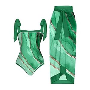 Women's Swimwear One Piece Beach Bottom Normal Swimsuit 2 Piece Printing Graphic Abstract Pink Navy Blue Blue Green Bodysuit Bathing Suits Sports Beach Wear Summer miniinthebox