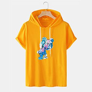 Men's Unisex Tee T shirt Shirt Hot Stamping Graphic Prints Bear Plus Size Short Sleeve Casual Tops Cotton Basic Designer Big and Tall Yellow White Black Lightinthebox