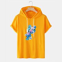 Men's Unisex Tee T shirt Shirt Hot Stamping Graphic Prints Bear Plus Size Short Sleeve Casual Tops Cotton Basic Designer Big and Tall Yellow White Black Lightinthebox - thumbnail