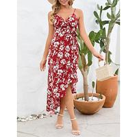 Women's Casual Dress Swing Dress Floral Ruffle Print Strap Long Dress Maxi Dress Streetwear A Line Street Holiday Sleeveless Summer Lightinthebox