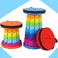 Camping Chair Fishing Chairs Portable Foldable Lightweight Comfortable for 1 person Fishing Climbing Beach Camping  Hiking  Caving Red Rainbow Extendable Stool Blue Rainbow Extendable Stool Lightinthebox - thumbnail