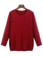 Casual Solid Long Sleeve O-Neck Knit Sweater
